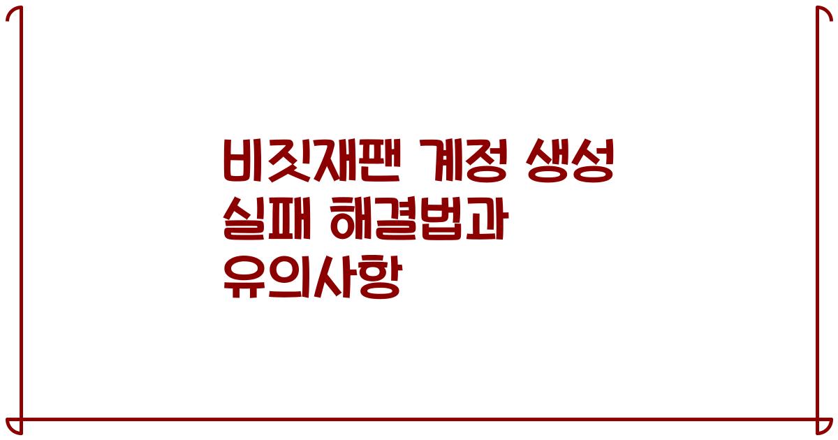 비짓재팬 계정 생성 실패 해결법과 유의사항