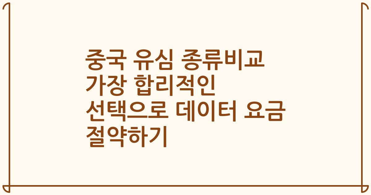 중국 유심 종류비교 가장 합리적인 선택으로 데이터 요금 절약하기